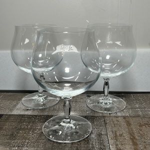 Vintage Full Lead Crystal Pedestal Wine Glasses Set of 3